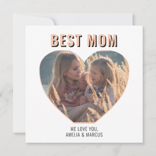 Tarjeta Festiva Mejor Mamá Corazón Adorable Foto Día de la Madre  