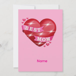 Tarjeta Festiva Mejor Mamá Corazón Rojo Brillante 3D Gif Día de la