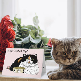 Tarjeta Festiva Mejor Mamá de Gato Minada Gato de Tres Colores Día