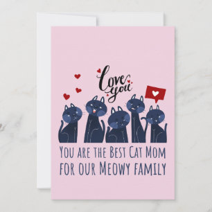TARJETA FESTIVA MEJOR MAMÁ DE GATO PARA LA FAMILIA MIAU