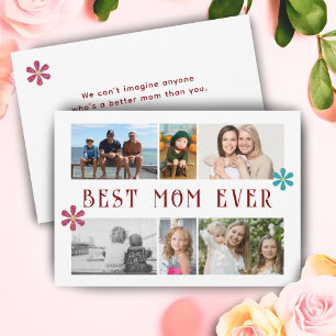 Tarjeta Festiva Mejor Mamá del Mundo Flor 6 Foto Collage Día de la