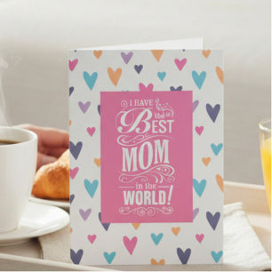 Tarjeta Festiva Mejor Mamá del Mundo Patrón de Corazón