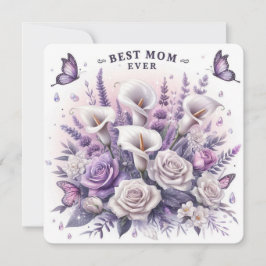 Tarjeta Festiva Mejor Mamá Flores y Mariposas