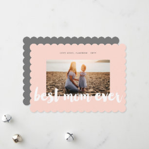 Tarjeta Festiva Mejor Mamá Siempre Blanco Negrita Guión De Cepillo