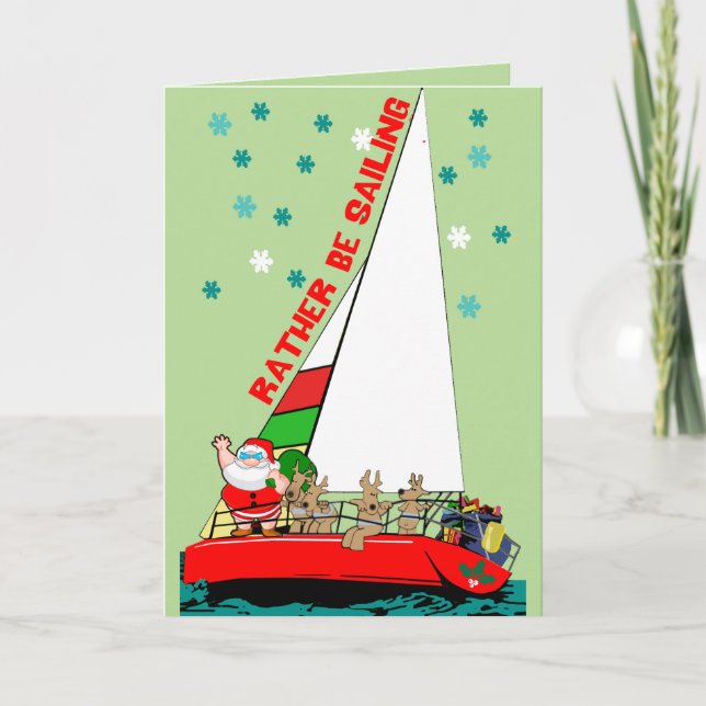 Tarjeta Festiva Mejor navegando con Santa (Anverso)