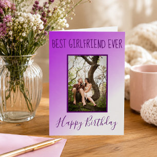 Tarjeta Festiva Mejor Novia Cumpleaños Foto Morado Ombre