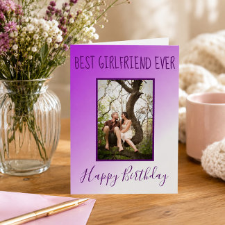 Tarjeta Festiva Mejor Novia Cumpleaños Foto Morado Ombre