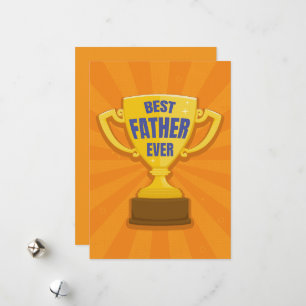 Tarjeta Festiva Mejor Padre Retro Trofeo Taza para Papá, Papito