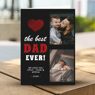 Tarjeta Festiva Mejor Papá Corazón Rojo Día del Padre 2 Foto 