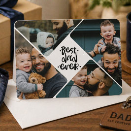 Tarjeta Festiva Mejor Papá del Mundo 4 Colage de Fotos Día del Pad