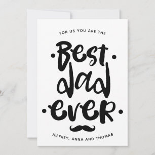 Tarjeta Festiva Mejor Papá del Mundo Bigote Escritura Negra Día de