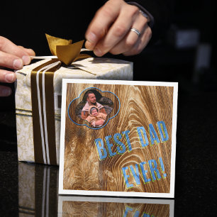 Tarjeta Festiva Mejor Papá del Mundo Grano de Madera Rústica Foto