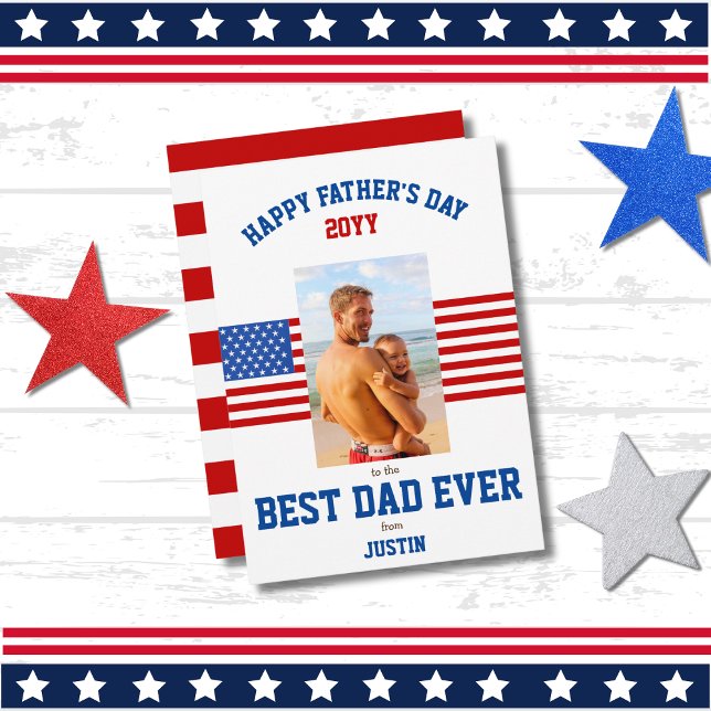 Tarjeta Festiva Mejor Papá Nunca Patriótico Rojo Azul Azul Azul (Subido por el creador)