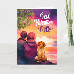 Tarjeta Festiva Mejor pareja y perro joven de San Valentín