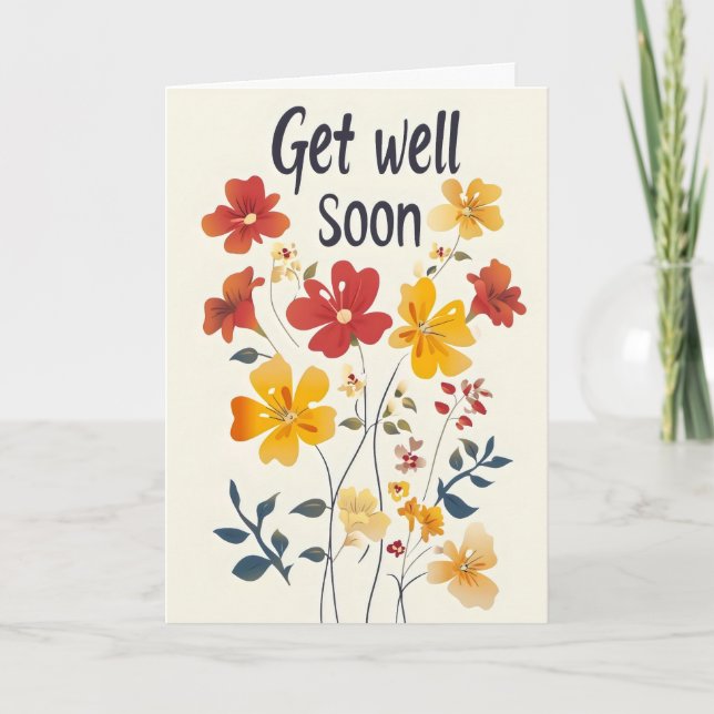 Tarjeta Festiva Mejore las flores pronto (Anverso)