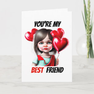 Tarjeta Festiva Mejores amigos deseos de valentine chica caucásico