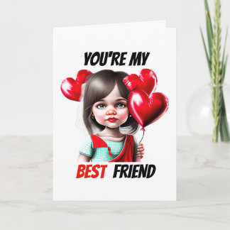 Tarjeta Festiva Mejores amigos deseos de valentine chica caucásico