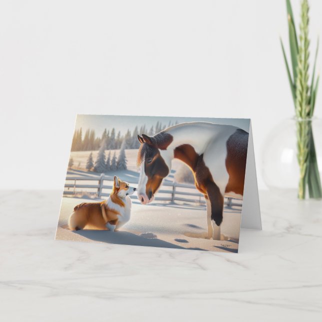 TARJETA FESTIVA MEJORES AMIGOS INVIERNO - EN EL RANCHO (Anverso)