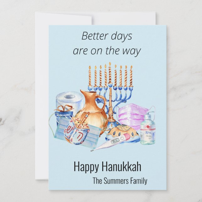 Tarjeta Festiva Mejores días están en camino Hanukkah 2021 (Anverso)