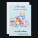 Tarjeta Festiva Mejores días están en camino Hanukkah 2021<br><div class="desc">Este diseño fue creado a través del arte digital y puede ser personalizado en el área que proporciona cambiando la foto y/o el texto. O puede personalizarse eligiendo la opción de hacer clic en el personalizar y borrar o cambiar el color del fondo, agregar texto, cambiar el color o estilo...</div>