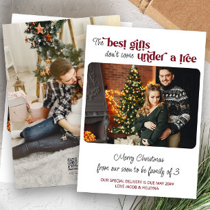 Tarjeta Festiva Mejores Regalos Familia de 3 Dos Fotos Embarazo