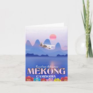 Tarjeta Festiva Mekong River Cambodia poster de vacaciones