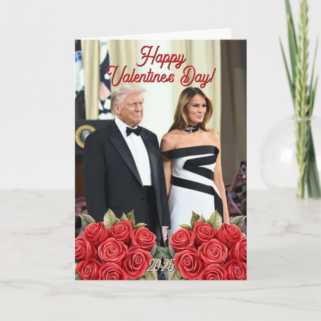 Tarjeta Festiva Melania y Donald Trump 2025 Día de San Valentín (Anverso)