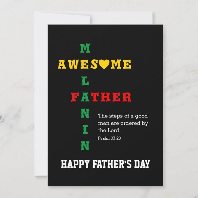 Tarjeta Festiva Melanin Dad Happy Father's Day Card (Anverso)