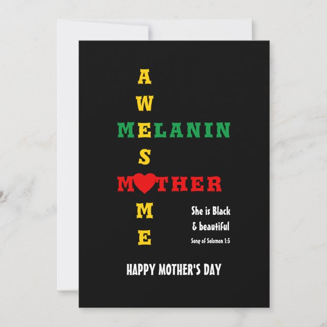 Tarjeta Festiva Melanin Mamá feliz día de la madre (Anverso)