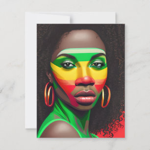 Tarjeta Festiva Melanina arcoíris Reina Chica negra sista mágica