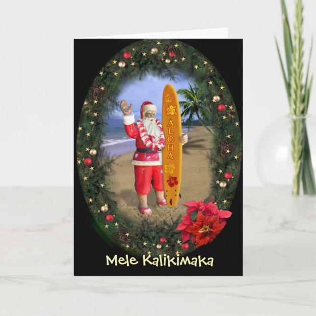 Tarjeta Festiva Mele Kalikimaka (Anverso)