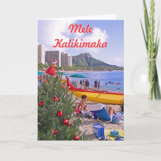 Tarjeta Festiva Mele Kalikimaka (Anverso)