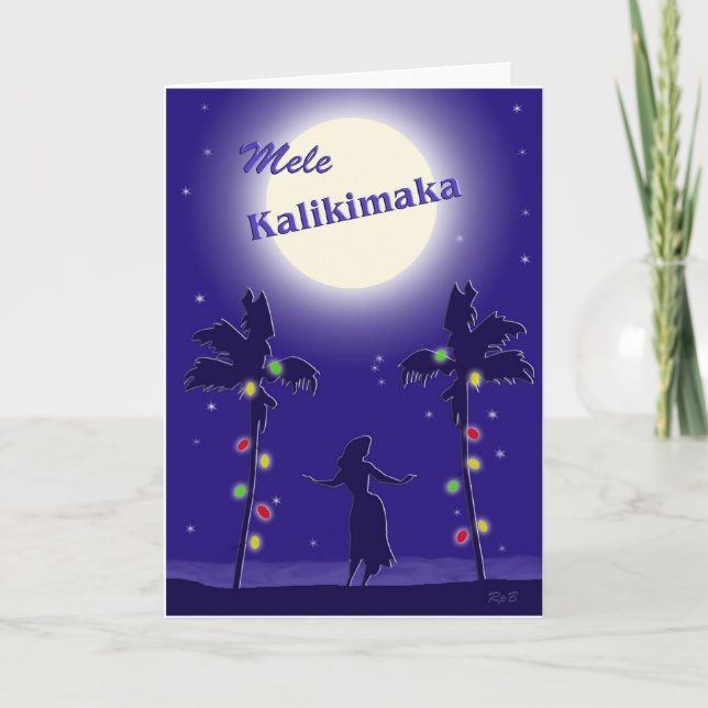 Tarjeta Festiva Mele Kalikimaka (Anverso)
