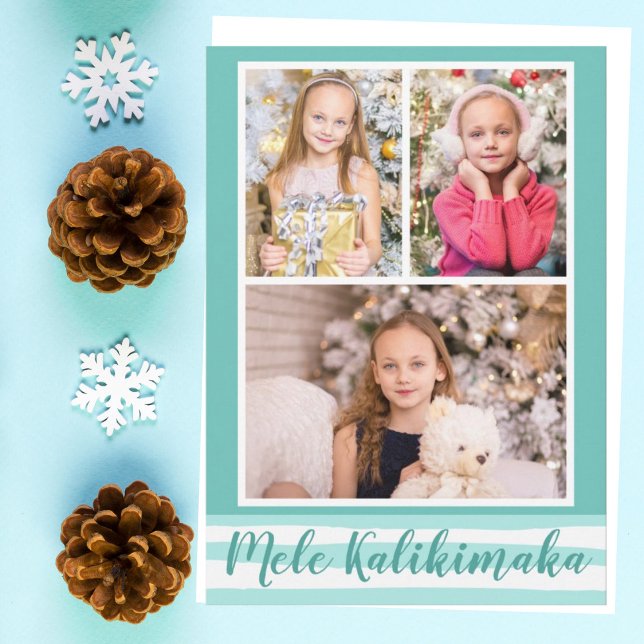 Tarjeta Festiva Mele Kalikimaka | 4 Navidades Verde azulados fotog (Subido por el creador)