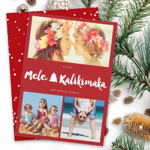 Tarjeta Festiva Mele Kalikimaka Brush 3 Navidades de Collage de fo