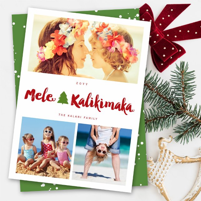Tarjeta Festiva Mele Kalikimaka Brush 3 Navidades de Collage de fo (Subido por el creador)