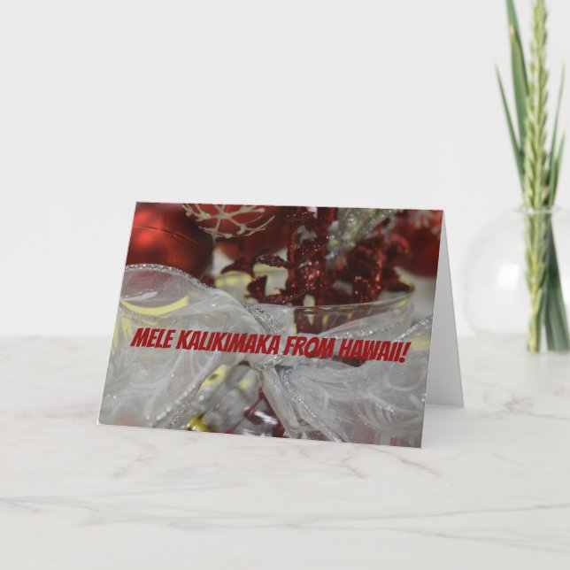 Tarjeta Festiva Mele Kalikimaka de Hawaii (Anverso)