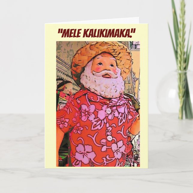 Tarjeta Festiva "Mele Kalikimaka."FELIZ NAVIDAD" (Anverso)