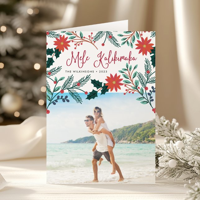 Tarjeta Festiva Mele Kalikimaka | Foto doblada de Navidades hawaia (Subido por el creador)