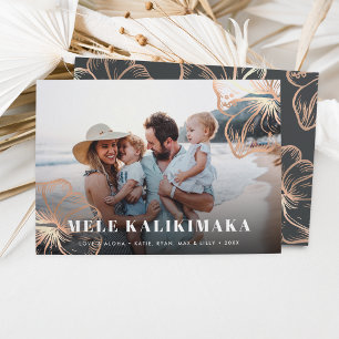 Tarjeta Festiva Mele Kalikimaka Foto floral hawaiana