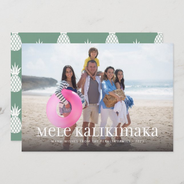Tarjeta Festiva Mele Kalikimaka Foto única (Anverso / Reverso)