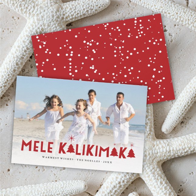 Tarjeta Festiva Mele Kalikimaka Glow Modern Christmas Trees Photo (Subido por el creador)