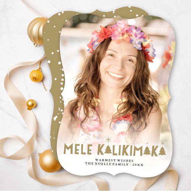 Tarjeta Festiva Mele Kalikimaka Glow Modern Christmas Trees Photo (Subido por el creador)