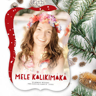 Tarjeta Festiva Mele Kalikimaka Glow Modern Christmas Trees Photo