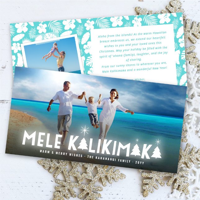 Tarjeta Festiva Mele Kalikimaka Glow Stars Modern Christmas Photo (Subido por el creador)