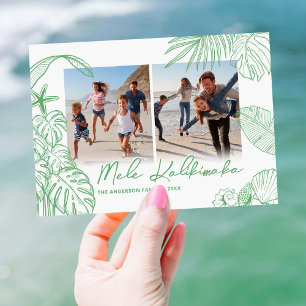 Tarjeta Festiva Mele Kalikimaka Green Dos Navidades de fotografía