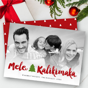 Tarjeta Festiva Mele Kalikimaka Guión del pincel de la foto del ár
