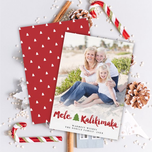 Tarjeta Festiva Mele Kalikimaka Guión del pincel de la foto del ár (Subido por el creador)