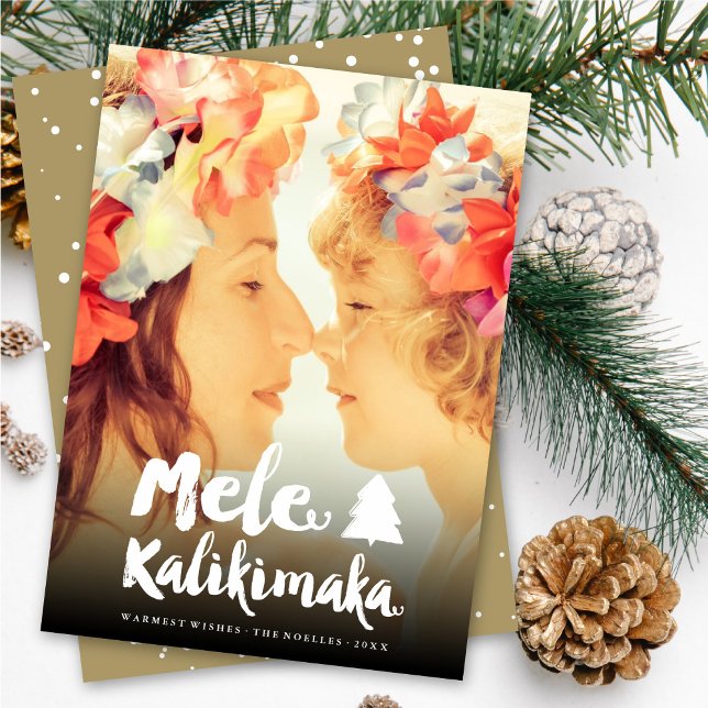 Tarjeta Festiva Mele Kalikimaka Guión del pincel de la foto del ár (Subido por el creador)