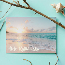 Tarjeta Festiva Mele Kalikimaka Hermosos Navidades de playa
